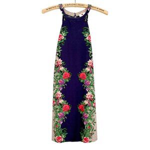 One Clothing Womens Floral Halter Dress Size Small Navy Garden Print